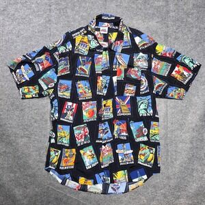 Planet Hollywood All Over Print Cities Camp‎ Shirt Mens Size XL Made USA 90s